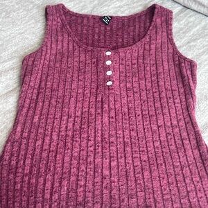 SHEIN Ribbed Tank Top - Deep Pink